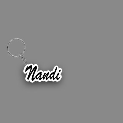 SY Gifts SYG Nandi Name Keychain White And Black Key Chain
