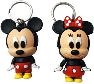 Keychain Mickey & Minnie Rubber Keychains – Pack of 2 Cute Gifts for Bags & Kids Key Chain