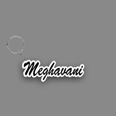 BBG FK_ Meghavani Name Keychain White And Black Key Chain