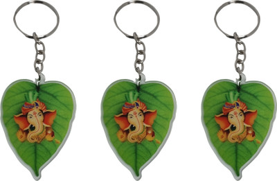BLESSINGS Set Of 3 Leaf Ganpati Key Chain