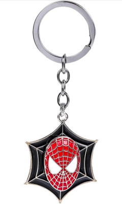 HappierYou Spiderman Rotating Revolving Mask Metal Keychain Key Chain for Car Bikes KeyRing Key Chain