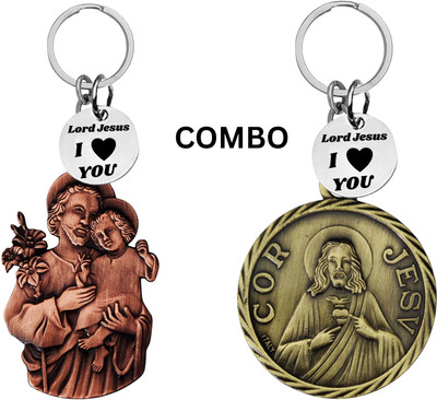 M Men Style Lord Jesus Keychain Combo– Sacred Heart Religious Keyring Set SkeyCom635-624 Key Chain