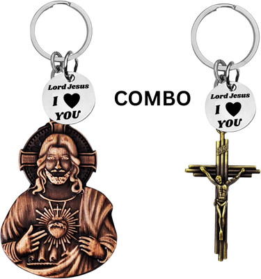 M Men Style Lord Jesus Keychain Combo– Sacred Heart Religious Keyring Set SkeyCom632-669 Key Chain