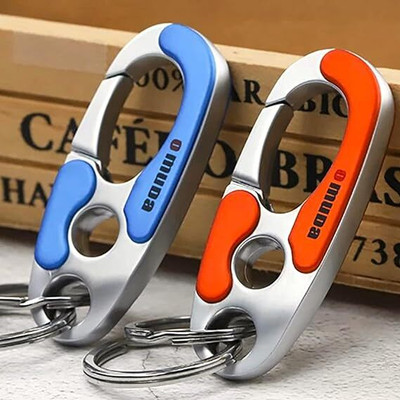 JGG Jain Gift Gallery 0018 - Metal Carabiner Hook Keychain Keyring with Two Stainless Steel Rings Key Chain