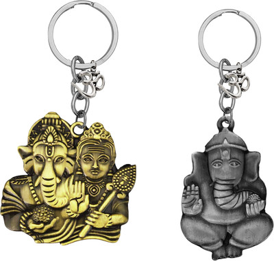 M Men Style Lord Ganesha Om Metal Key Ring – Keychain for Car, Bike & Office Skey602-600 Key Chain