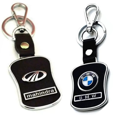 Jainsburys Combo of Mahindra Logo Leather & BMW Logo Leather Hook keychain Key Chain