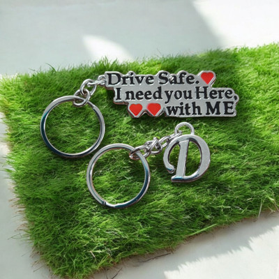 Mahatej Fashions Drive Safe Keychain with Letter D (Pack of 2) Key Chain