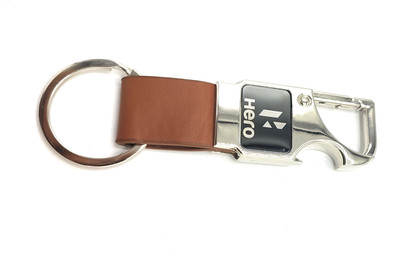 HERO Metal Leather Opner Brown Colour Key Chain Key Chain