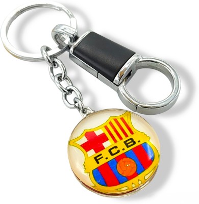 Jdp Novelty FC Barcelona Football Team Glass Material Keychain with Hook Key Chain