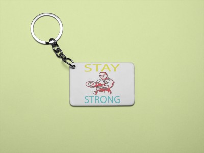 Rushaan Stay Strong, (BG Yellow and White) - Printed Acrylic Keychain (Pack Of 2) Key Chain