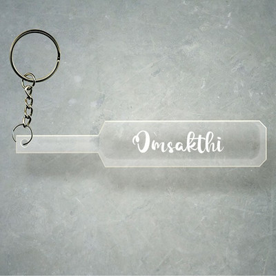 SY Gifts Cricket Bat Logo Design With Omsakthi Name Key Chain