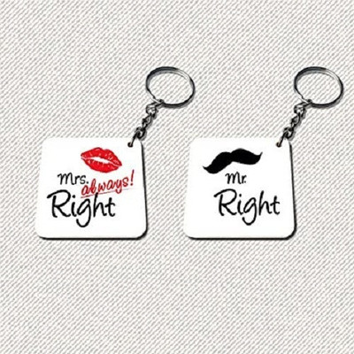 dk printing Mr.right and Mrs.always right printed woodan keychain Key Chain