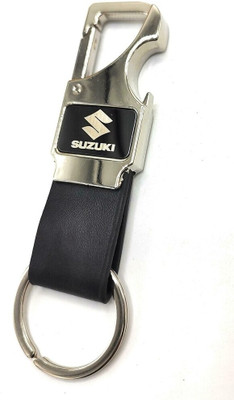 SUZUKI Metal Opner Leather Keychain Black Colour Key Chain