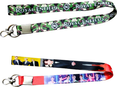 Deethyas Fashion Pack 2 Army Design Lanyard And Bts 18inch Nylon Facric Tag Combo Key Chain