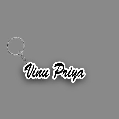 SY Gifts SYG Vinu Priya Name Keychain White And Black Key Chain