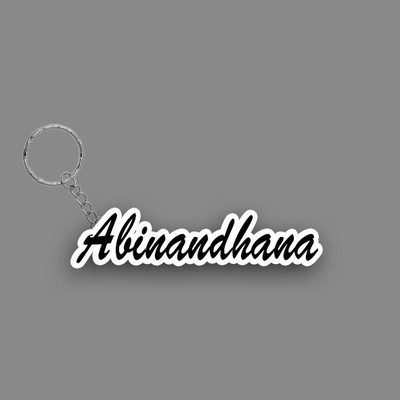 SY Gifts SYG Abinandhana Name Keychain White And Black Key Chain