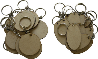 Ecomology Pack of 20 (10Round & 10Oval) 2 Shape Key Chains with Ring (50 x 50) mm Key Chain