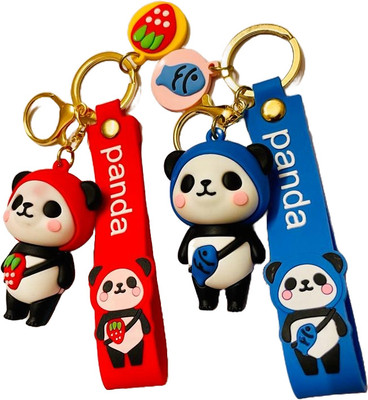 GKM Latest Design Fisher Panda 3D pvc keychain with hook Key Chain