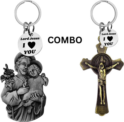 The Men Gift Lord Jesus Keychain Combo– Sacred Heart Religious Keyring Set ShivkeyCom637-663 Key Chain