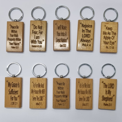 BLESSINGS Set Of 10 Wooden Christianity M Key Chain
