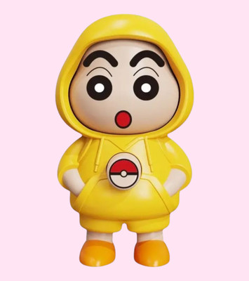 AirSoft Cute Shinchan Desk Collectible Funny Cartoon Yellow Hoodie Expression Change Toy Key Chain