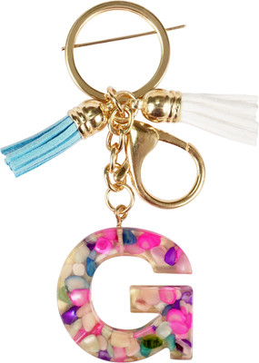 CRAFT STUDIO Mix Stone Resin Alphabet G Initial letter keychain for Boys & Girls Key Chain