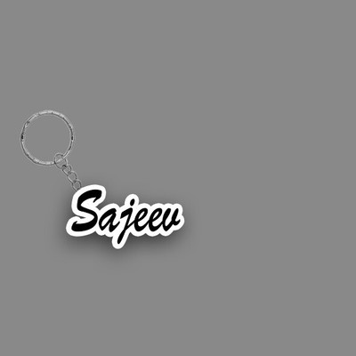 SY Gifts SYG Sajeev Name Keychain White And Black Key Chain