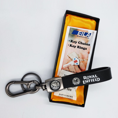 Eila Royal enfield Key Chain for Bike Black Leather Keychain Double Key Ring Key Chain