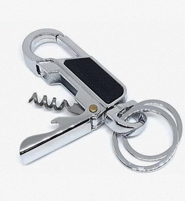 Niralasa Stylish Metal Keychain With Corkscrew Wine Bottle Opener – Compact Key Chain