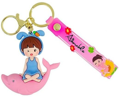 RR Shopping Zone Dolphin Fish Rubber Keychain Mermaid Life Enthusiasts Dolphin 3D Silicon Rubber Key Chain
