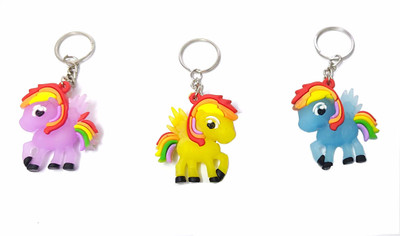 heeva creation Cute Unicorn Key Chain. Set Of 3. (Multi Colour). Key Chain