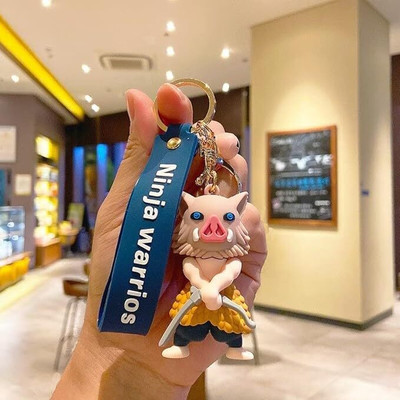 GKM Anime Demon Slayer Hasibura Inosuke best quality 3D pvc keychain Key Chain