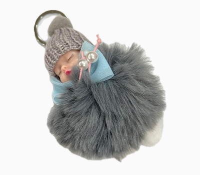 SHRI JI Cute Sleeping Doll Keychain Grey Key Chain