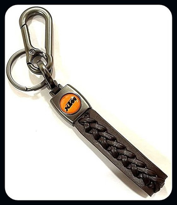 BBG BBG_KTM Brown Stainless Steel With Leather Strap Braided | Keychain-A Key Chain
