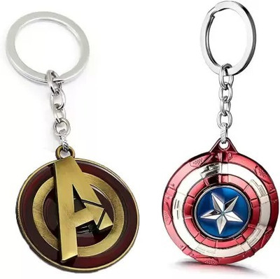 hurrio Combo of Avengers logo keychain & Captain America Spining Keychain Key Chain Key Chain