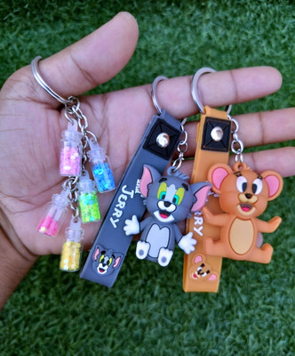 Taars Tom Jerry 3D Soft Silicone Rubber Band & with 1 Bottle KeyChain,Pack of 3 set Key Chain