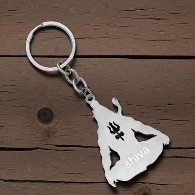 The Men Gift Shiva Silver Steel Keychain Elegant Lord Shiva Design Key Ring ShivKey2025525 Key Chain