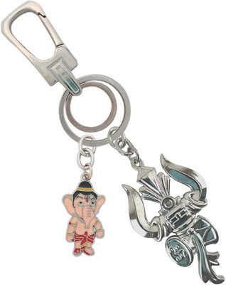 SHOKY LOOKS High Quality Lord Shiv Trishul With Ganesha Created Positive energy Locking Lock Key Chain