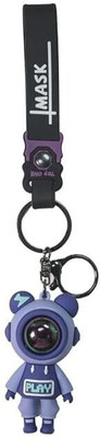 little Things Cute Violet Astronaut Collectible Keychain – Silicone Space-Themed Bag Charm Key Chain