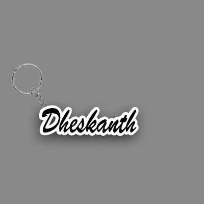 SY Gifts SYG Dheskanth Name Keychain White And Black Key Chain