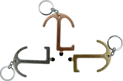Get Fatang Unique Anchor Shape Multipurpose Safe Touch Keychain Metal Key with Chrome Key Ring Dual Finger Grip Pack of 3 (Brass/Copper/Grey) Key Chain