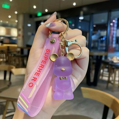 SRG Crystal Teddy Bear shaped Keychain Keyring with Strap Key Chain
