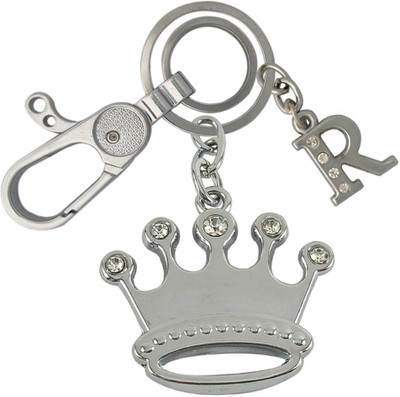 HANDSOME ISK Beautiful & Attractive Diamond Crown With R Letter Locking Lock Key Chain