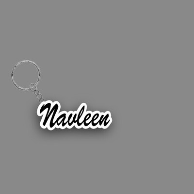 SY Gifts SYG Navleen Name Keychain White And Black Key Chain