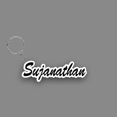SY Gifts SYG Sujanathan Name Keychain White And Black Key Chain