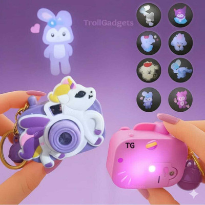 Keychain Cute Cartoon Camera Projector With 8 Led Light Multicolour Pack of 1 Key Chain