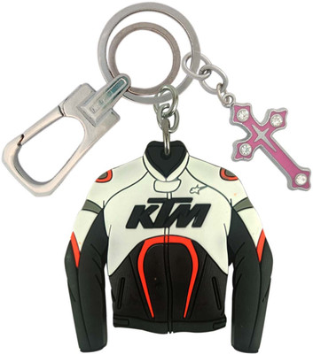 SHOKY LOOKS KTM Jacket Double Sided in Rubber With Jesus God Cross Locking Lock Key Chain
