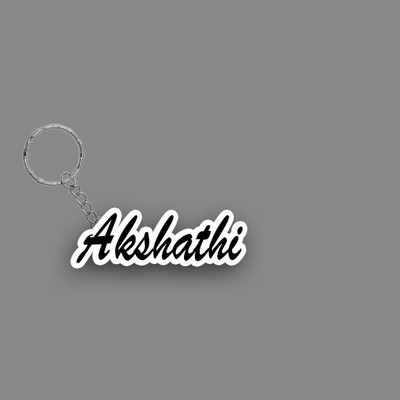 SY Gifts SYG Akshathi Name Keychain White And Black Key Chain