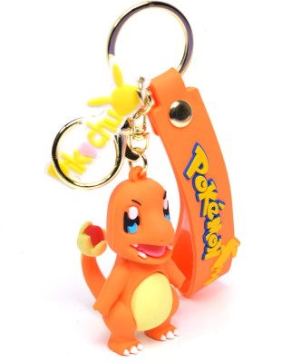 Daiyamondo Cute And Angry Fire Pokemon Charmender Ash First Fire in 3D keychain With Ribbon Key Chain