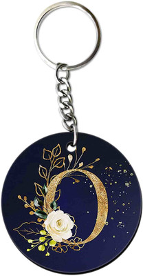 Party Gift Printed Round Keyring for Bag Wallet Purse Alphabet Letter Keychain O Key Chain